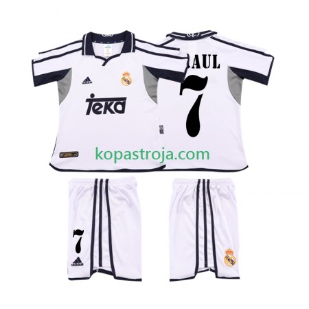 Billiga Fotbollströjor Real Madrid RAUL 7 2001 Retro Barn Hemma tröja 2002 Kortärmad